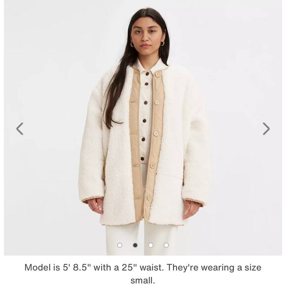 NWT Levi’s MARLOWE OVERSIZED REVERSIBLE SHERPA JACKET Size Small - Picture 2 of 11